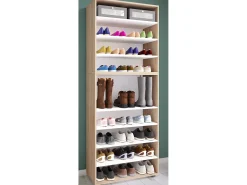 VCM Móvel De Arrumação|Sapateira*Prateleira de sapato de madeira | Dimensões: A. 183 x L. 70 x P. 37 cm| Armário para uso integral | 9 compartimentos | sem portas | – Lona (Sonoma oak) Multicor