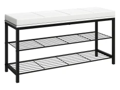 VCM Móvel De Arrumação|Sapateira*Prateleira de sapatos | Dimensões aprox. A. 48 x L. 90 x P. 30 cm | Assento em design de estilo industrial | Banco de sapatos - Taliro (Branco) Multicor