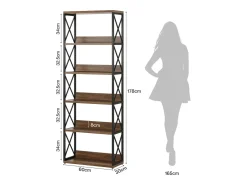 Tribesigns Biblioteca*Prateleira Industrial de 5 Andares, Estante de Livros Etagere com 177,5 cm de Altura e Prateleiras Abertas Castanho