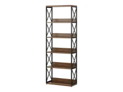 Tribesigns Biblioteca*Prateleira Industrial de 5 Andares, Estante de Livros Etagere com 177,5 cm de Altura e Prateleiras Abertas Castanho