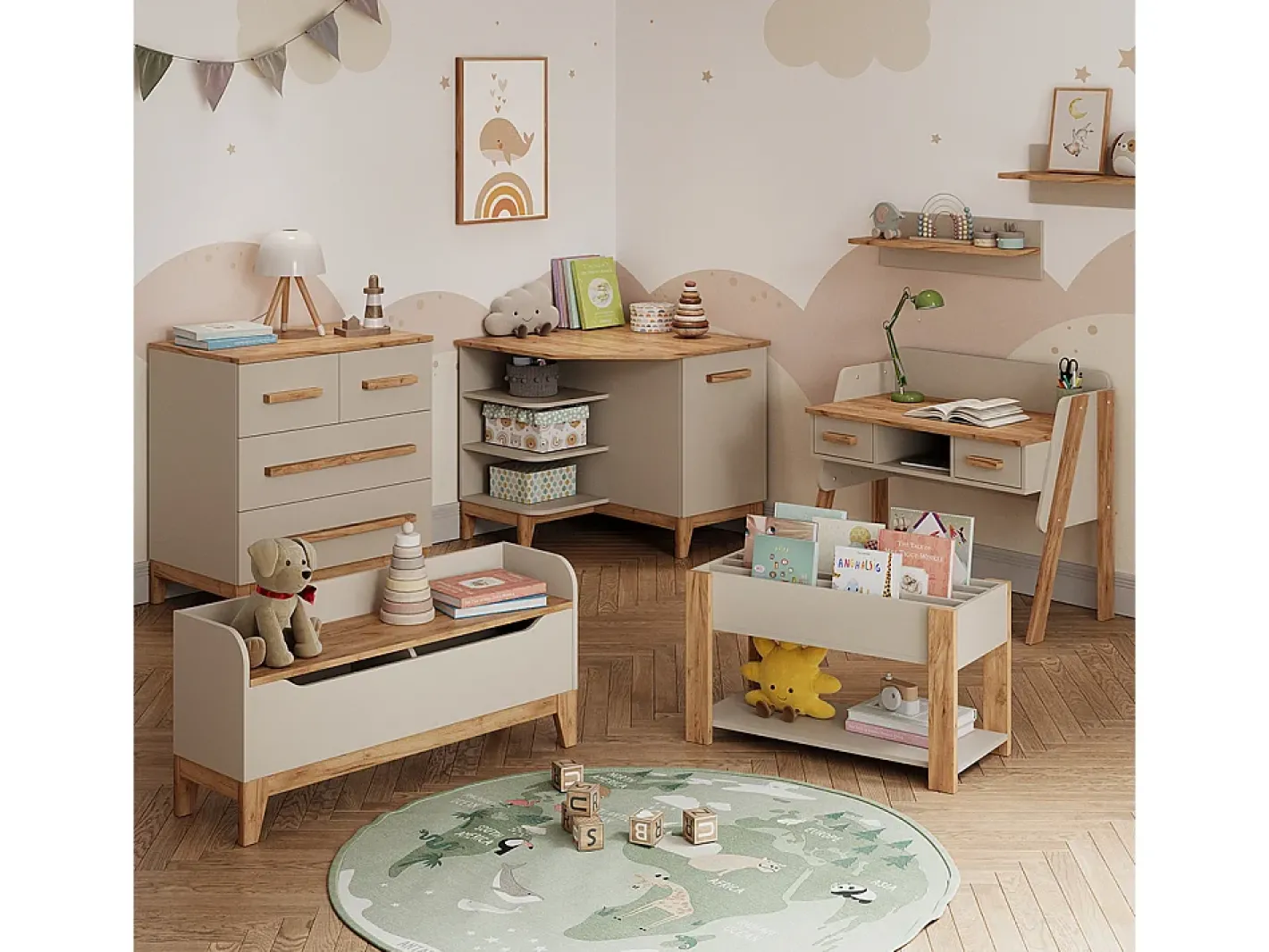 Vicco Prateleira*Prateleira infantil caxemira/artesanal 80x37x46 malia Bege