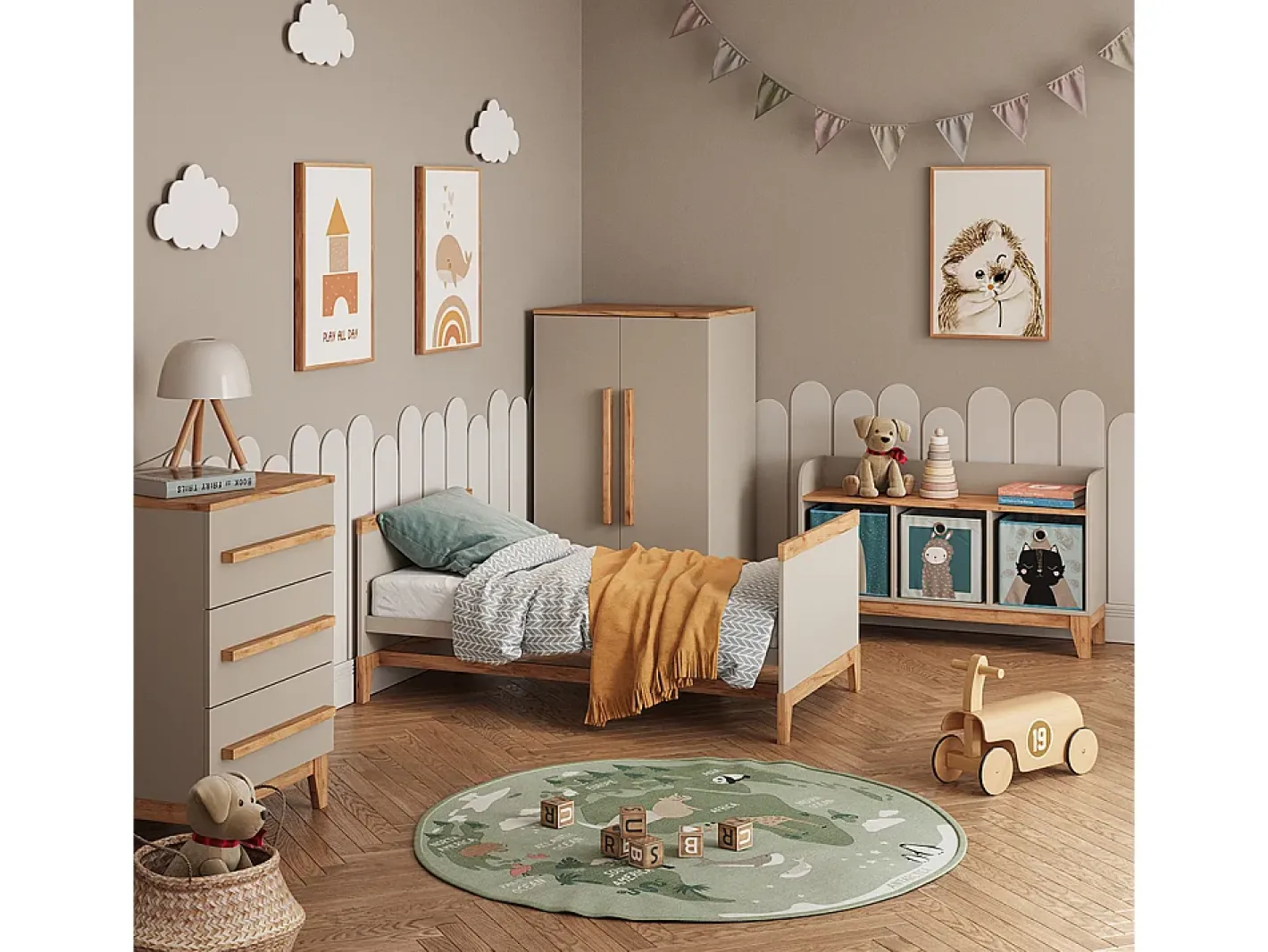 Vicco Prateleira*Prateleira infantil caxemira/artesanal 80x37x46 malia Bege