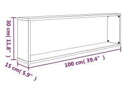 vidaxl Prateleira*Prateleiras cubo 2 pcs 100x15x30 cm deriv. madeira cinza sonoma Cinzento