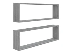 vidaxl Prateleira*Prateleiras cubo 2 pcs 100x15x30 cm deriv. madeira cinza sonoma Cinzento