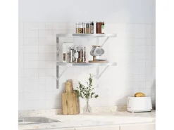 Prateleiras de parede 2 pcs 50x40x3 cm aço inoxidável PT530606* Sale