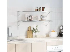 Clearance Prateleiras de parede 2 pcs 100x40x3 cm aço inoxidável PT716789 Prateleira