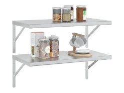 Prateleiras de parede 2 pcs 75x40 cm aço inoxidável*vidaxl Discount