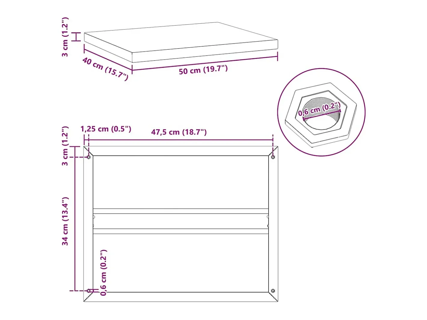 Outlet Prateleiras de parede 2 pcs 50x40x3 cm aço inoxidável Prateleira