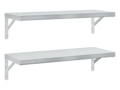 New Prateleiras de parede 2 pcs 75x30 cm aço inoxidável PT893984 Prateleira