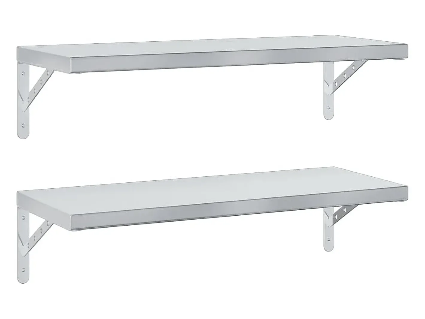 New Prateleiras de parede 2 pcs 75x30 cm aço inoxidável PT893984 Prateleira