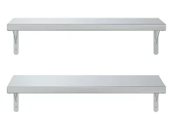 New Prateleiras de parede 2 pcs 75x30 cm aço inoxidável PT893984 Prateleira
