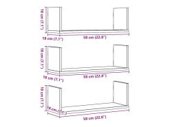 vidaxl Prateleira*Prateleiras de parede 3 pcs derivados de madeira cinza cimento Cinzento