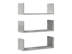vidaxl Prateleira*Prateleiras de parede 3 pcs derivados de madeira cinza cimento Cinzento