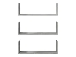 vidaxl Prateleira*Prateleiras de parede 3 pcs derivados de madeira cinza cimento Cinzento