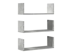 vidaxl Prateleira*Prateleiras de parede 3 pcs derivados de madeira cinza cimento Cinzento