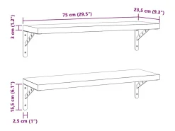 Prateleiras de parede 2 pcs 75x23,5 cm aço inoxidável*vidaxl Outlet