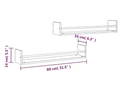 vidaxl Prateleira*Prateleiras de parede c/ barras 2 pcs 80x16x14 cm cinza sonoma Cinzento