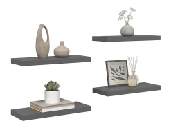 vidaxl Prateleira*Prateleiras de parede suspensas 4 pcs 60x23,5x3,8cm MDF cinza Cinzento