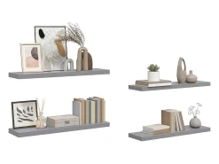 vidaxl Prateleira*Prateleiras parede suspensas 4 pcs 90x23,5x3,8cm MDF Cinzento