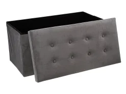 Atmosphera Acessórios De Arrumação*Pufe Duplo Dobrável Lysandre Contemporary Veludo Cinza 76x38 cm Cinzento