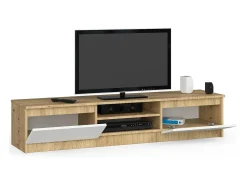 Rack de TV 160cm Carvalho Artisan/Branco, 2 Portas, 2 Prateleiras, Montagem Fácil^Akord Outlet