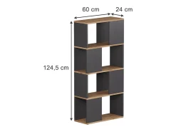Vicco Prateleira*Raumteiler carvalho antracite/goldkraft 60x24x124.5 eneos Cinza antracite
