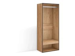 Roupeiro aberto, 60x35x145cm, Para quarto, dormitório, Barra e Prateleira, Carvalho^Skraut Home Best