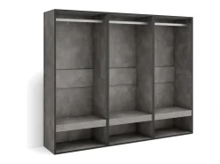 Roupeiro aberto, 180x35x145cm, Para quarto, dormitório, Barra e Prateleira, Cimento*Skraut Home Discount