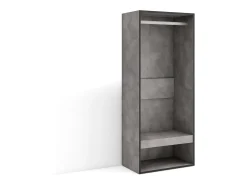 Roupeiro aberto, 60x35x145cm, Para quarto, dormitório, Barra e Prateleira, Cimento^Skraut Home New