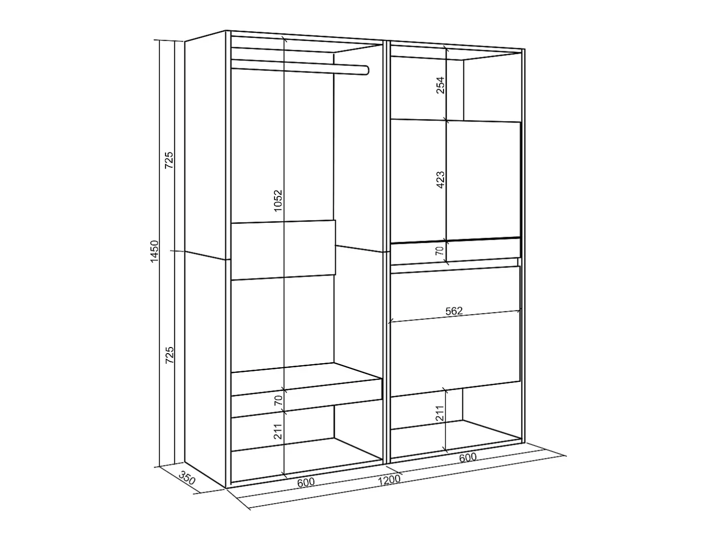 Roupeiro aberto, 120x35x145cm, Para quarto, dormitório, Sapateira,*Skraut Home Clearance
