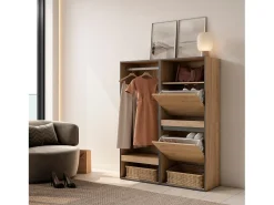 Roupeiro aberto, 120x35x145cm, Para quarto, dormitório, Sapateira, Carvalho^Skraut Home Discount