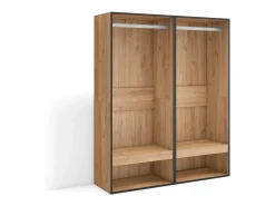 Roupeiro aberto, 120x35x145cm, Para quarto, dormitório, Barra e Prateleira, Carvalho^Skraut Home Discount