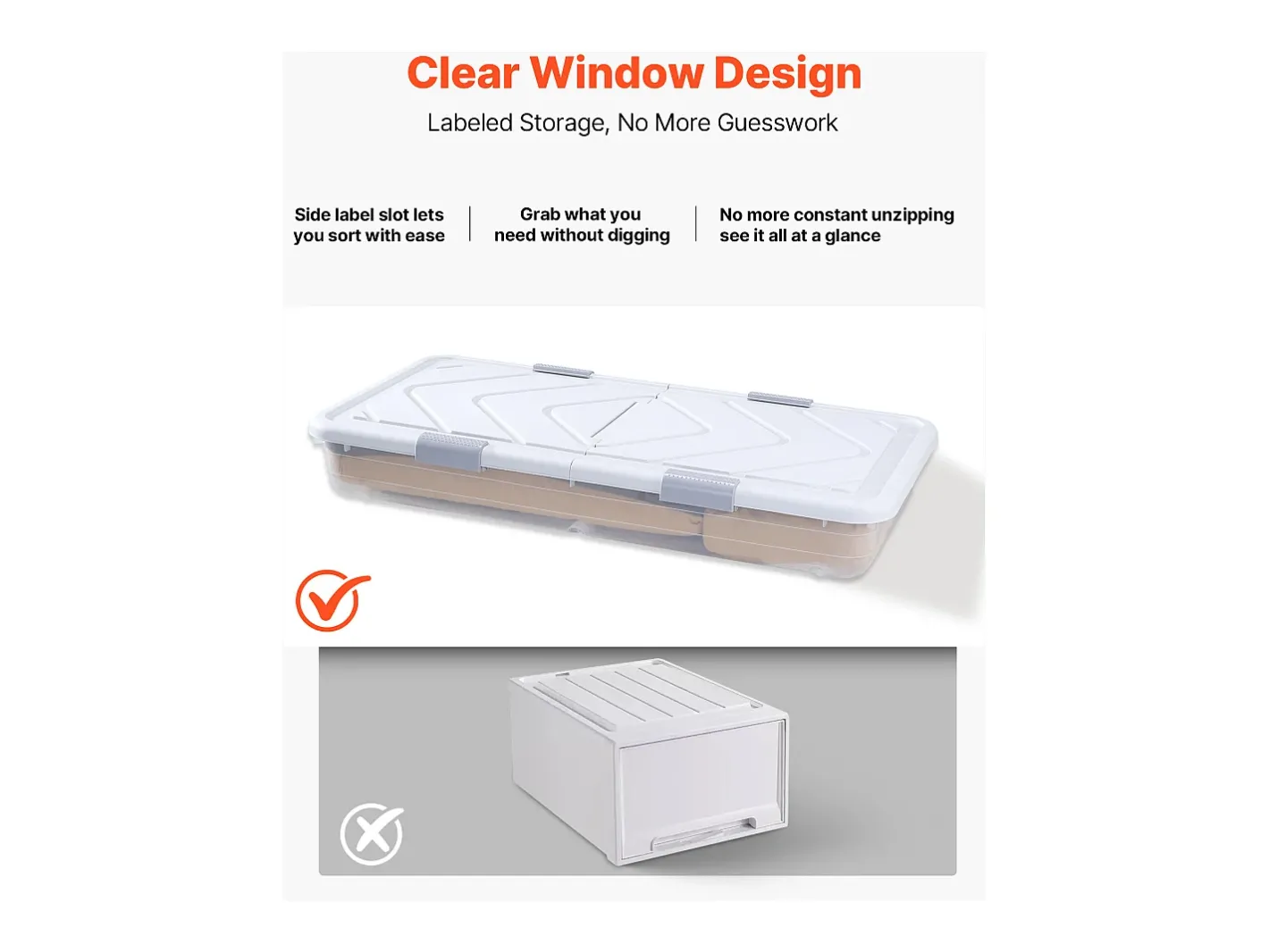 Sacos de Armazenamento SucceBuy sob a Cama com Rodinhas, Organizador de Sapatos sob a Cama 80,5x39,6x17,5 cm, Caixa de Armazenamento com Tampa^ Clearance