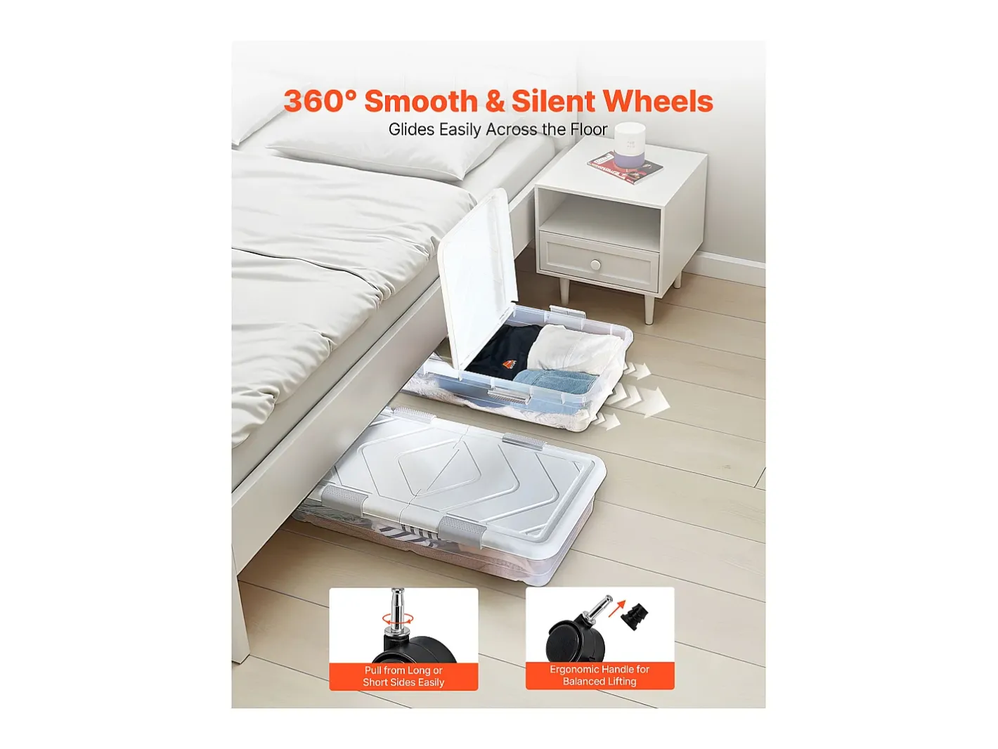 Sacos de Armazenamento SucceBuy sob a Cama com Rodinhas, Organizador de Sapatos sob a Cama 80,5x39,6x17,5 cm, Caixa de Armazenamento com Tampa^ Clearance