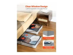Acessórios De Arrumação*Sacos de Armazenamento SucceBuy sob a Cama 2 Peças 45 L, Organizador de Sapatos sob a Cama com Tampas Transparentes, Caixa de Armazenamento para Roupas Cinzento
