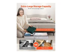 Acessórios De Arrumação*Sacos de Armazenamento SucceBuy sob a Cama 2 Peças 45 L, Organizador de Sapatos sob a Cama com Tampas Transparentes, Caixa de Armazenamento para Roupas Cinzento