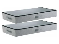 Acessórios De Arrumação*Sacos de Armazenamento SucceBuy sob a Cama 2 Peças 45 L, Organizador de Sapatos sob a Cama com Tampas Transparentes, Caixa de Armazenamento para Roupas Cinzento