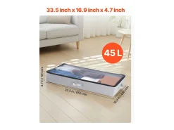 Acessórios De Arrumação*Sacos de Armazenamento SucceBuy sob a Cama 2 Peças 45 L, Organizador de Sapatos sob a Cama com Tampas Transparentes, Caixa de Armazenamento para Roupas Cinzento