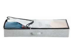 Acessórios De Arrumação*Sacos de Armazenamento SucceBuy sob a Cama 2 Peças 45 L, Organizador de Sapatos sob a Cama com Tampas Transparentes, Caixa de Armazenamento para Roupas Cinzento
