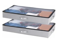 Acessórios De Arrumação*Sacos de Armazenamento SucceBuy sob a Cama 2 Peças 45 L, Organizador de Sapatos sob a Cama com Tampas Transparentes, Caixa de Armazenamento para Roupas Cinzento