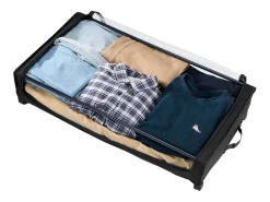 Acessórios De Arrumação*Sacos de Armazenamento SucceBuy sob a Cama com Rodinhas, Organizador de Sapatos sob a Cama 2 Peças de 77 x 47 x 17,3 cm, com Tampa Transparente Preto