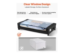 Acessórios De Arrumação*Sacos de Armazenamento SucceBuy sob a Cama com Rodinhas, Organizador de Sapatos sob a Cama 2 Peças de 77 x 47 x 17,3 cm, com Tampa Transparente Preto