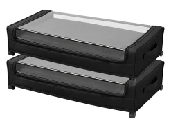 Acessórios De Arrumação*Sacos de Armazenamento SucceBuy sob a Cama com Rodinhas, Organizador de Sapatos sob a Cama 2 Peças de 77 x 47 x 17,3 cm, com Tampa Transparente Preto