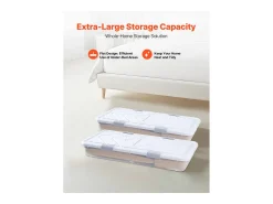Acessórios De Arrumação*Sacos de Armazenamento SucceBuy sob a Cama com Rodinhas, Organizador de Sapatos sob a Cama de 101x51x15 cm, Caixa de Armazenamento com Tampa Transparente