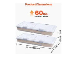 Acessórios De Arrumação*Sacos de Armazenamento SucceBuy sob a Cama com Rodinhas, Organizador de Sapatos sob a Cama de 101x51x15 cm, Caixa de Armazenamento com Tampa Transparente