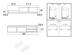 Skraut Home Móvel De Tv*Sala de estar IDEM - Conjunto de móveis - /Preto 200x40x180cm Branco