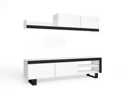 Skraut Home Móvel De Tv*Sala de estar IDEM - Conjunto de móveis - /Preto 200x40x180cm Branco