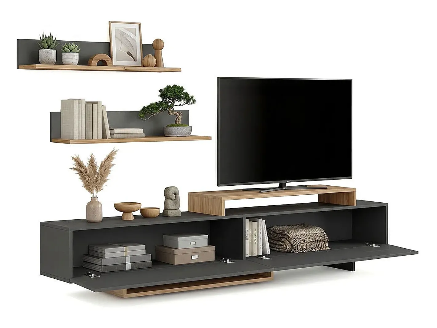 duehome Móvel De Tv*Salón Bender Gris Grafito - Alpino Cinzento