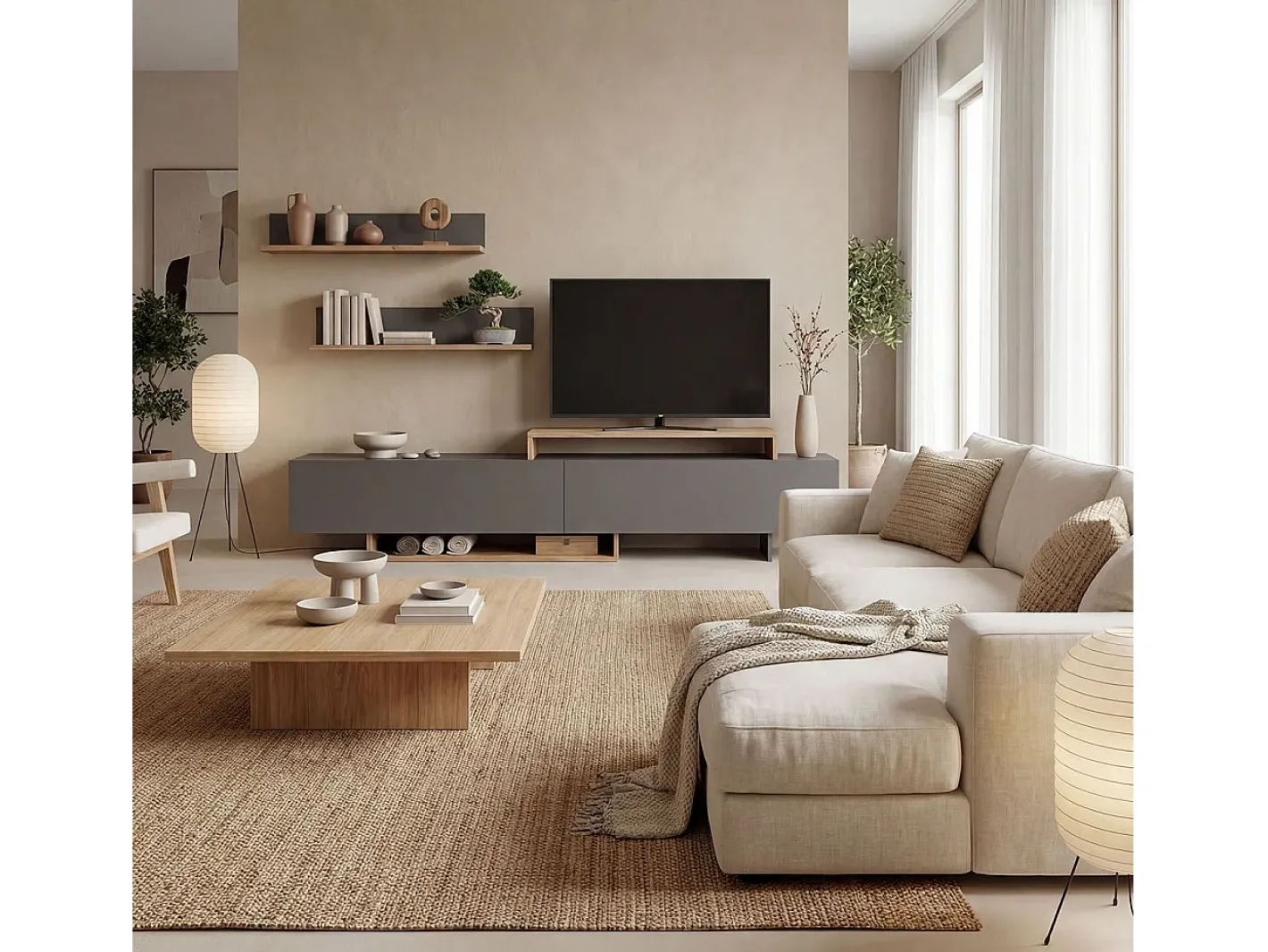 duehome Móvel De Tv*Salón Bender Gris Grafito - Alpino Cinzento