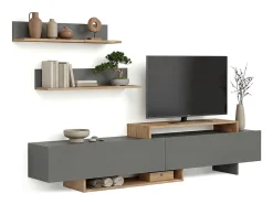 duehome Móvel De Tv*Salón Bender Gris Grafito - Alpino Cinzento